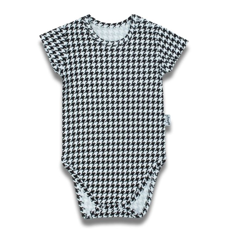 Body dziewczęce z krótkim rękawem, biało-czarne, Nicol