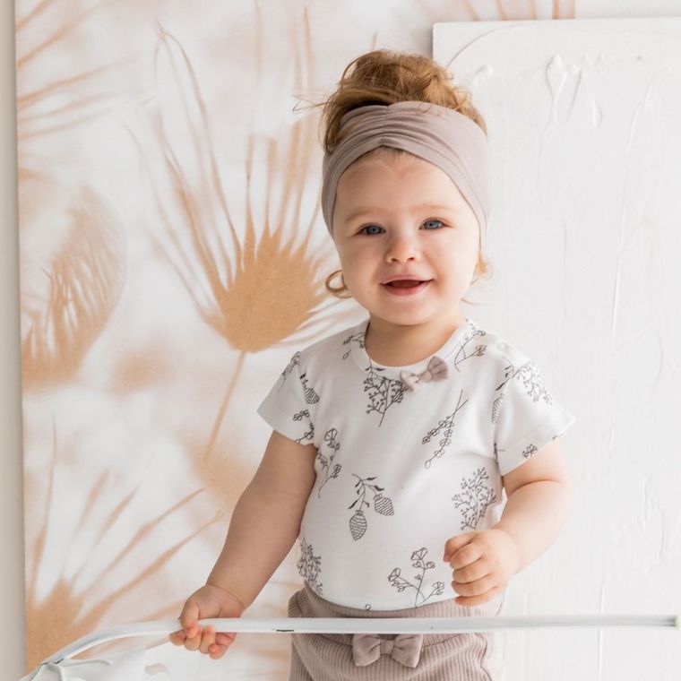 Body dziewczęce z krótkim rękawem, ecru, Nicol