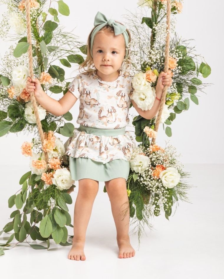 Body dziewczęce z krótkim rękawem, ecru, Nicol