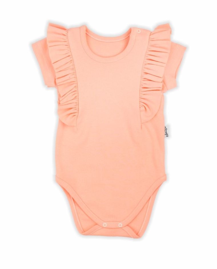 Body dziewczęce z krótkim rękawem, łososiowe, Nicol