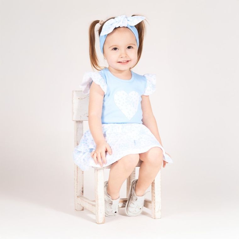 Body dziewczęce z krótkim rękawem, niebieskie, Nicol