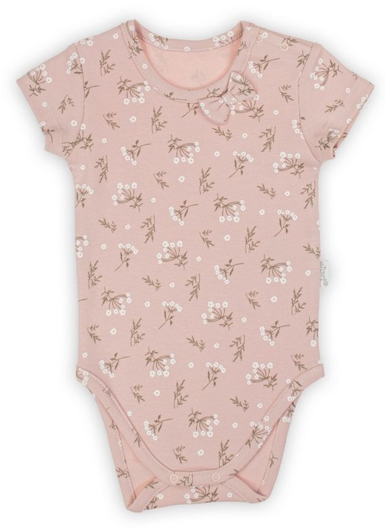 Body dziewczęce z krótkim rękawem, różowe, Nicol