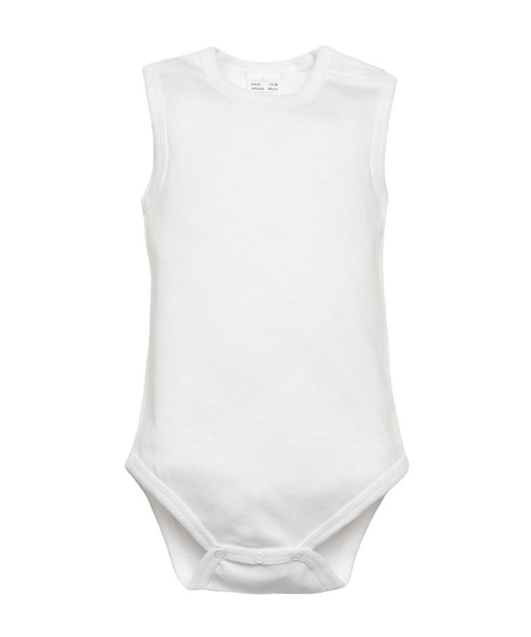 Body niemowlęce bez rękawów, białe, Olimpias