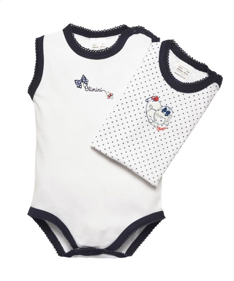 Body niemowlęce bez rękawów, białe, zestaw, 2 szt., Olimpias