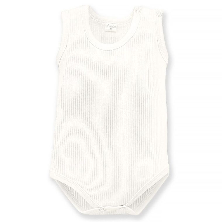 Body niemowlęce bez rękawów, prążkowane, ecru, Pinokio