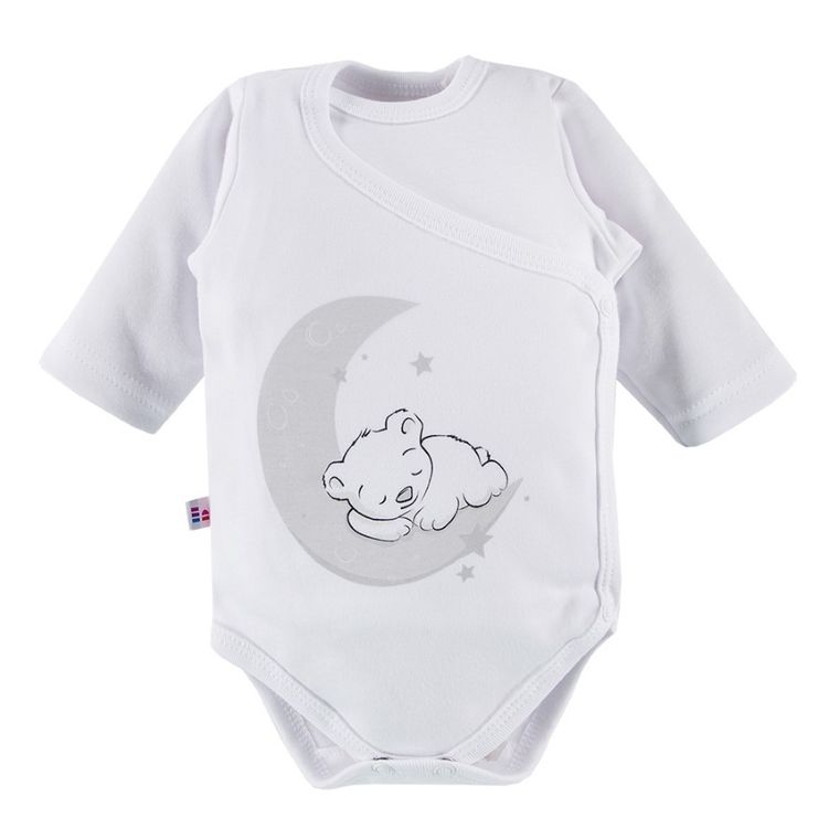 Body niemowlęce z długim rękawem, białe, Eevi