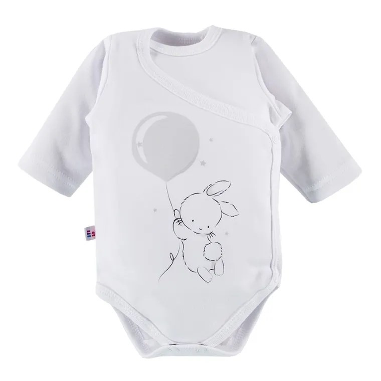 Body niemowlęce z długim rękawem, białe, Eevi