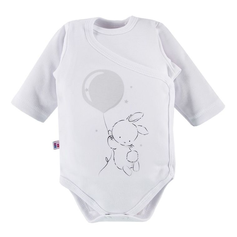 Body niemowlęce z długim rękawem, białe, Eevi