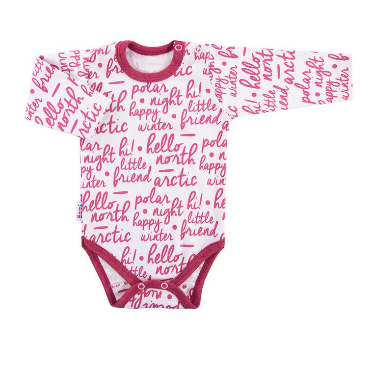 Body niemowlęce z długim rękawem, białe, różowe, napisy, Eevi