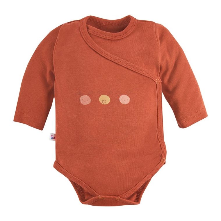 Body niemowlęce z długim rękawem, ceglane, Eevi