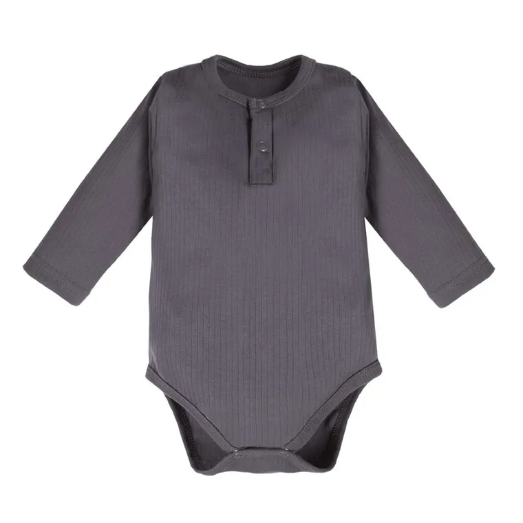 Body niemowlęce z długim rękawem, ciemnoszare, Eevi