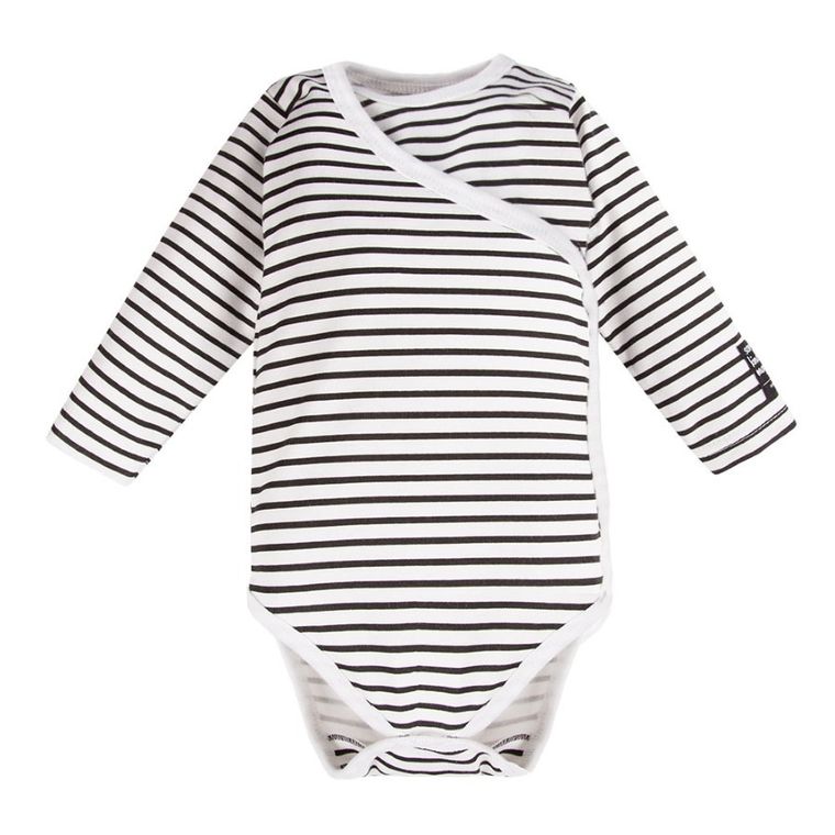 Body niemowlęce z długim rękawem, czarno-białe, Eevi