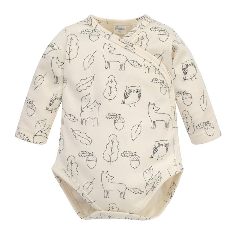 Body niemowlęce z długim rękawem, ecru, Pinokio