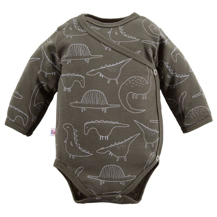 Body niemowlęce z długim rękawem, khaki, Eevi