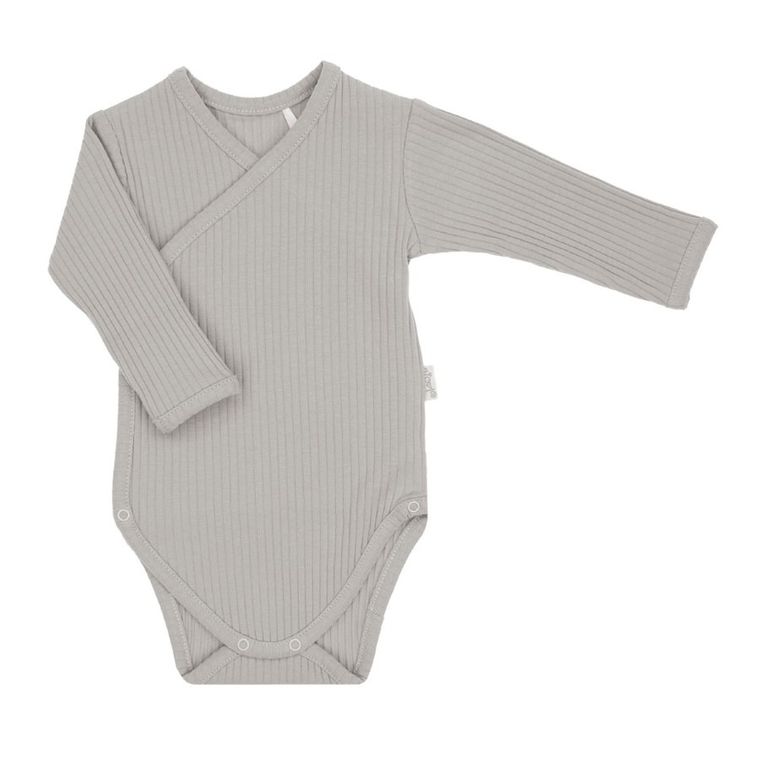 Body niemowlęce z długim rękawem, prążkowane, szare, Nicol