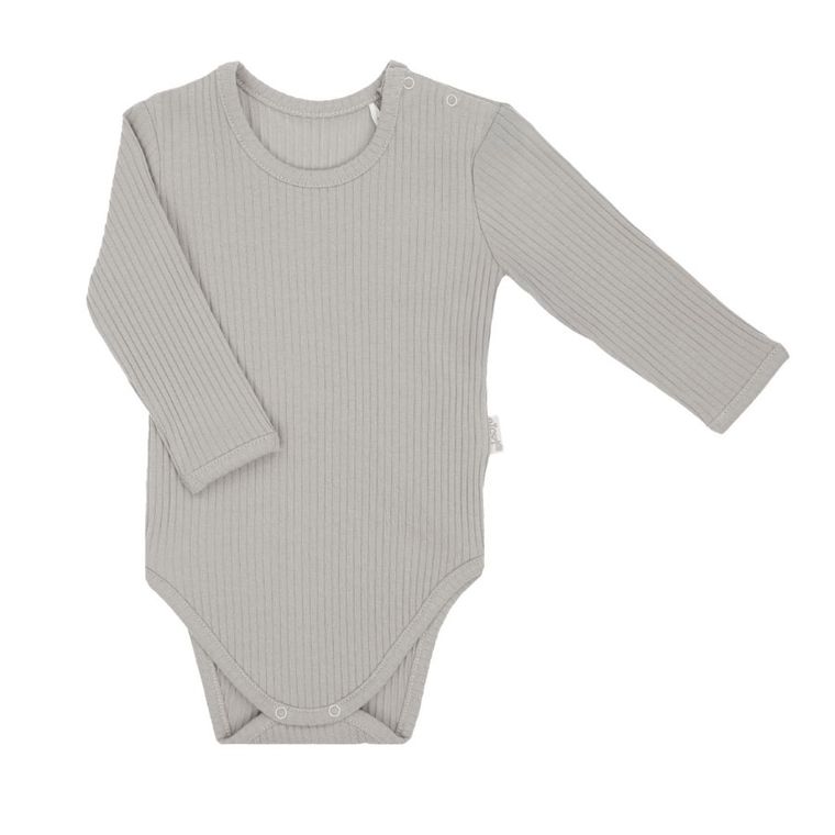 Body niemowlęce z długim rękawem, prążkowane, szare, Nicol