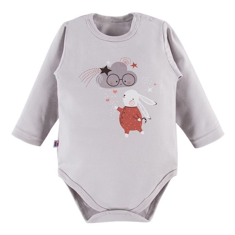 Body niemowlęce z długim rękawem, szare, Eevi