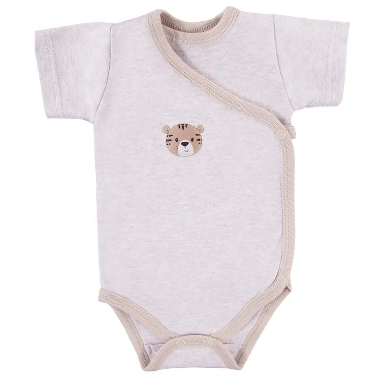 Body niemowlęce z krótkim rękawem, beżowe, tygrys, Eevi