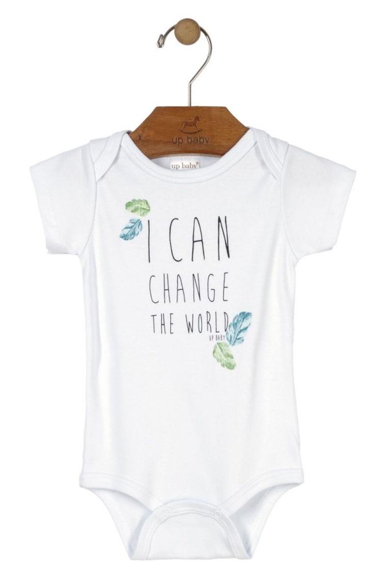 Body niemowlęce z krótkim rękawem, białe, Up Baby