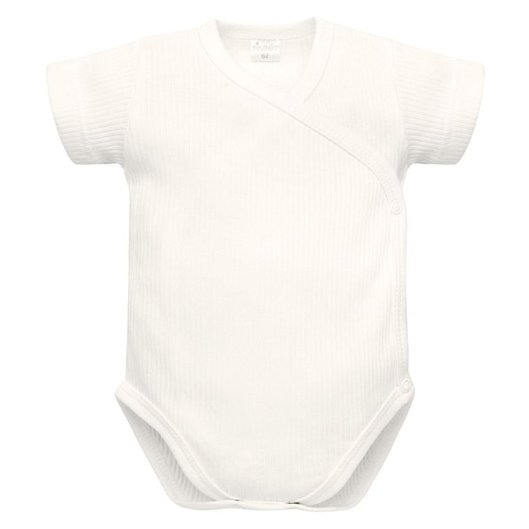 Body niemowlęce z krótkim rękawem, prążkowane, ecru, Pinokio
