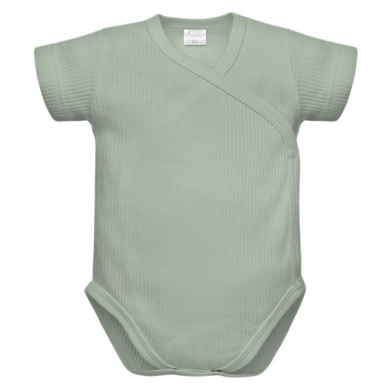 Body niemowlęce z krótkim rękawem, prążkowane, zielone, Pinokio