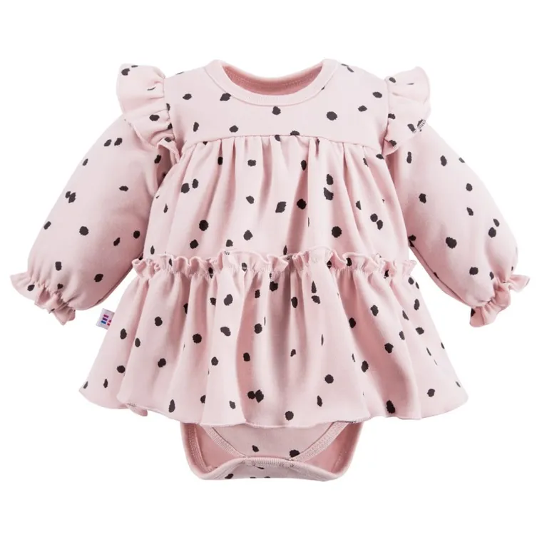 Body sukienka dziewczęce z długim rękawem, jasnoróżowe, Eevi