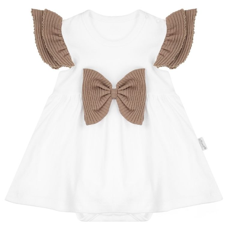 Body sukienka dziewczęce z krótkim rękawem, białe, Nicol