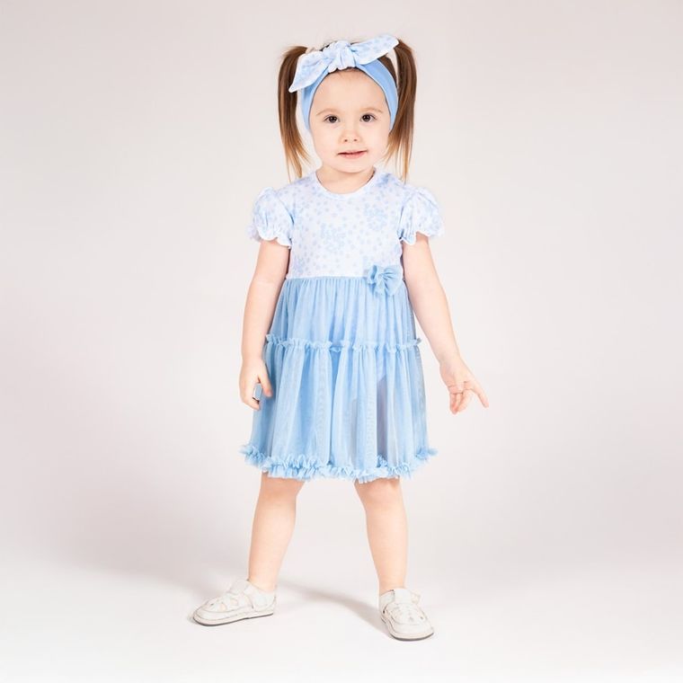 Body sukienka dziewczęce z krótkim rękawem, białe, Nicol