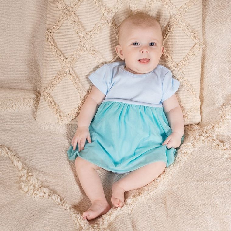 Body sukienka dziewczęce z krótkim rękawem, niebieskie, Nicol