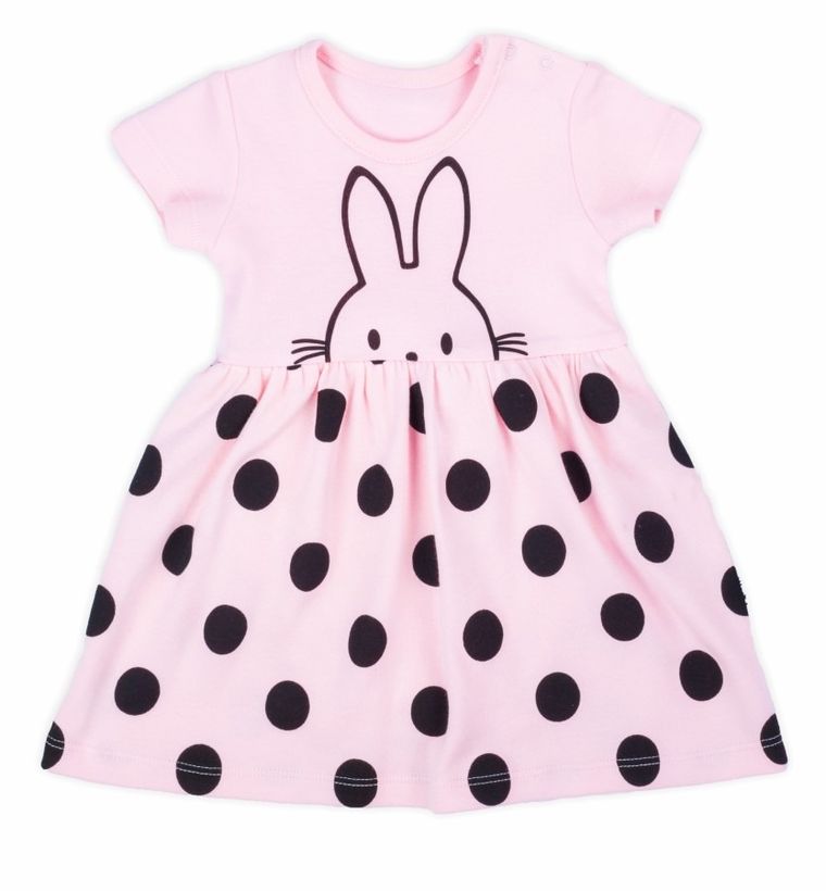 Body sukienka dziewczęce z krótkim rękawem, różowe, Nicol