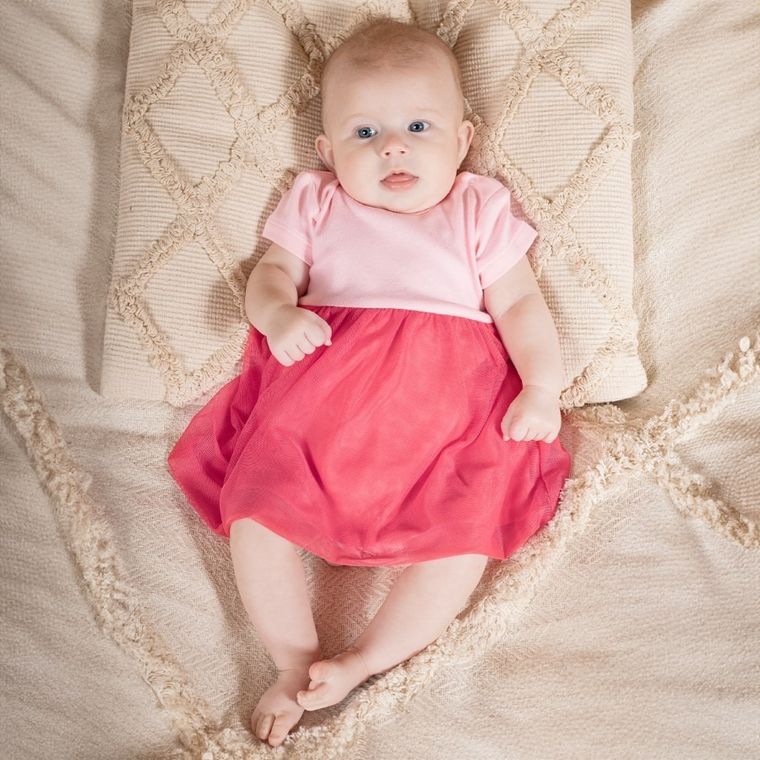 Body sukienka dziewczęce z krótkim rękawem, różowo-czerwone, Nicol