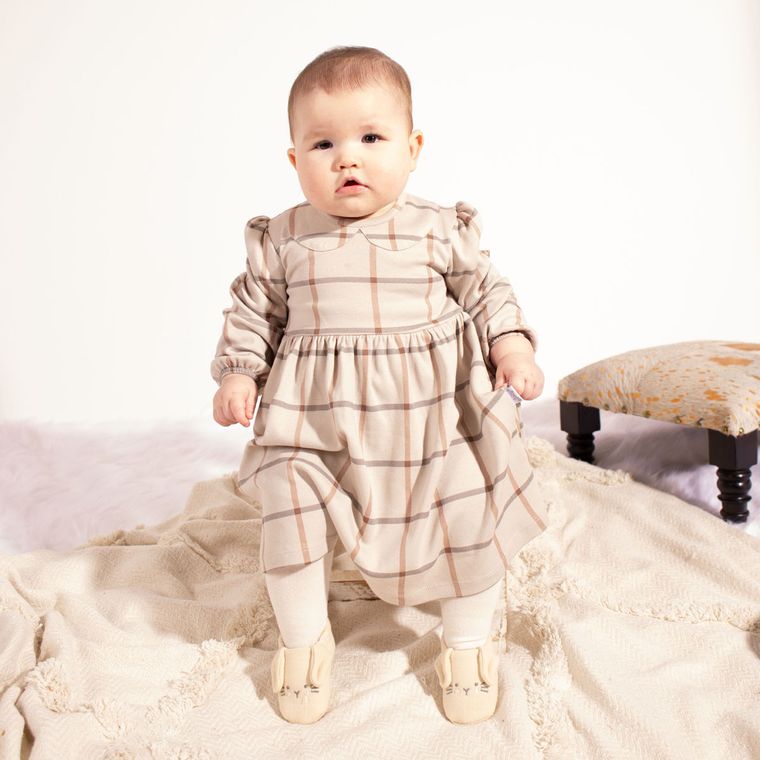 Body sukienka z długim rękawem, beżowe, Nicol