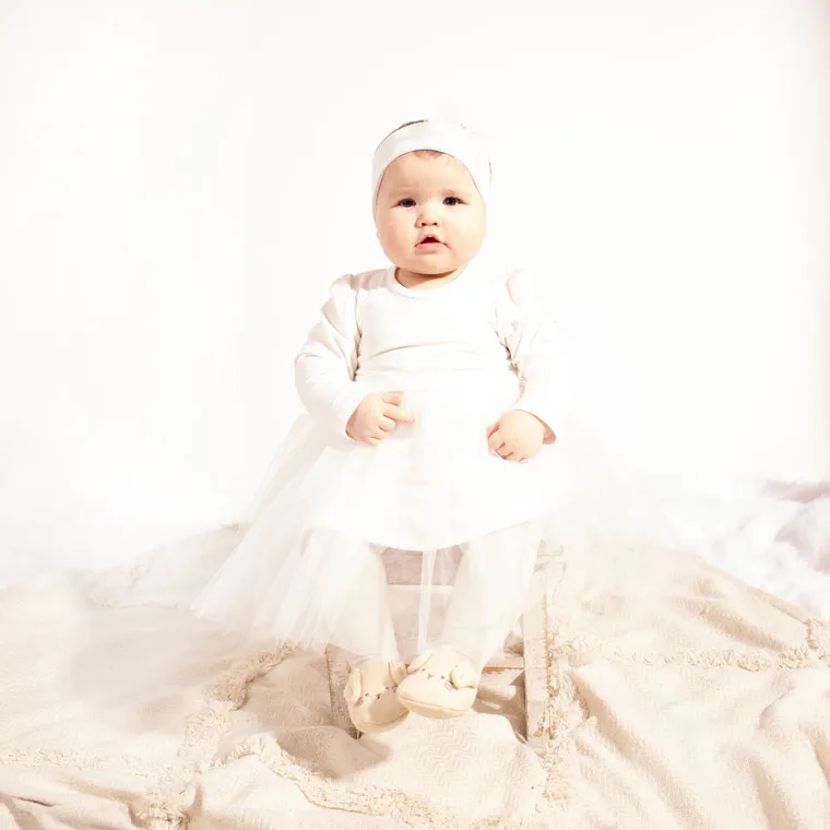 Body sukienka z długim rękawem, ecru, Nicol