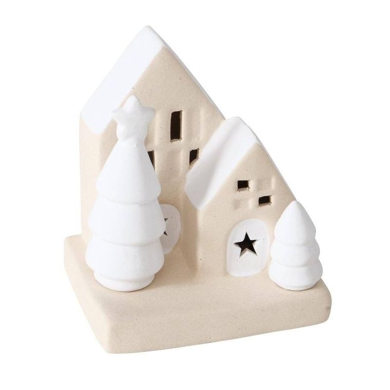 Boltze Home, dekoracja, domek z kamionki z oświetleniem LED, 10,5 cm