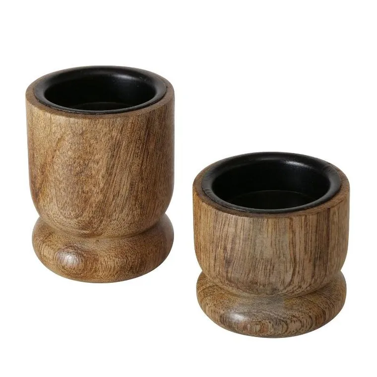 Boltze Home, drewniane świeczniki Numli, drewno mango, 2 szt.