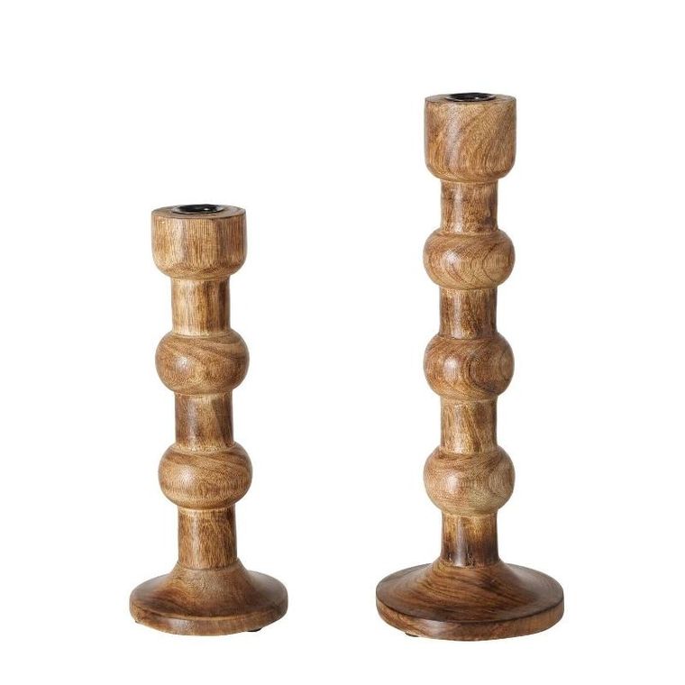 Boltze Home, drewniane świeczniki rzeźbione, Bubbles, 2 szt.