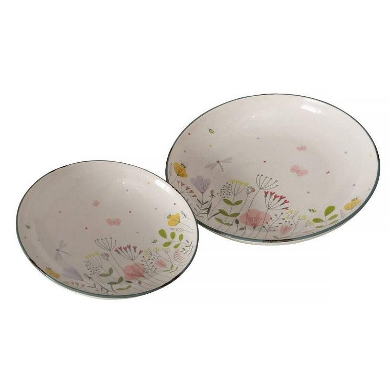 Boltze Home, Florina, talerze ceramiczne, kwiaty polne, 2 szt.