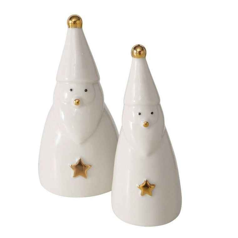 Boltze Home, Jelki, figurki porcelanowe, białe, mikołaje, 2 szt.