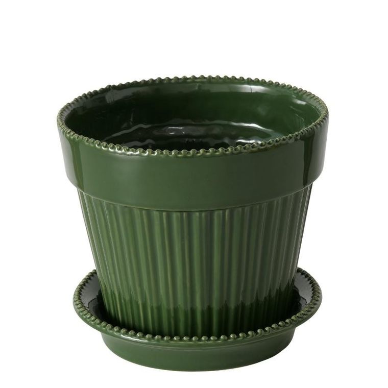 Boltze Home, Juniper, zestaw doniczka porcelanowa z podstawką, 14,9 cm