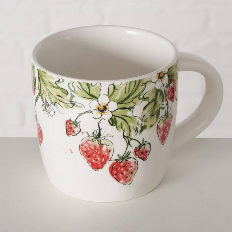 Boltze Home, kubek ceramiczny w truskawki, Strawberry, 450 ml