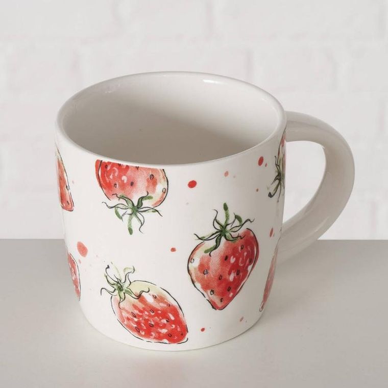 Boltze Home, kubek ceramiczny w truskawki, Strawberry, 450 ml