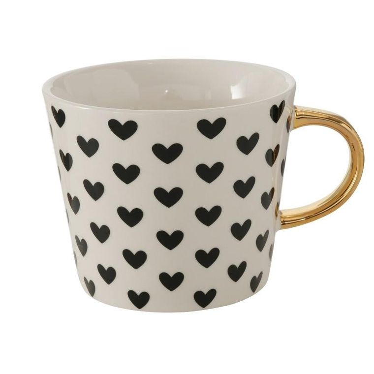 Boltze Home, kubek porcelanowy ze złotym uchwytem, Fayette