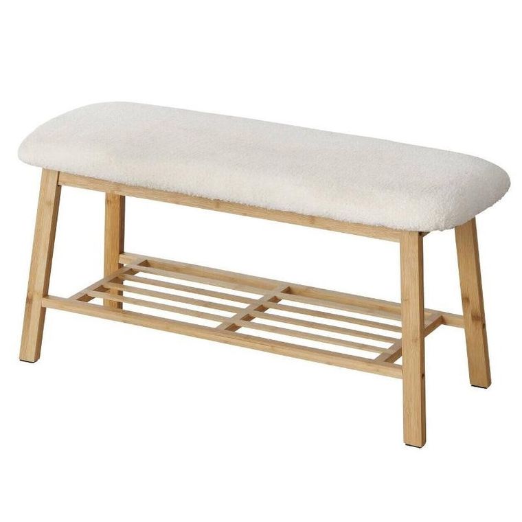 Boltze Home, ławka na buty z siedziskiem miś, Benja, bambusowy stelaż