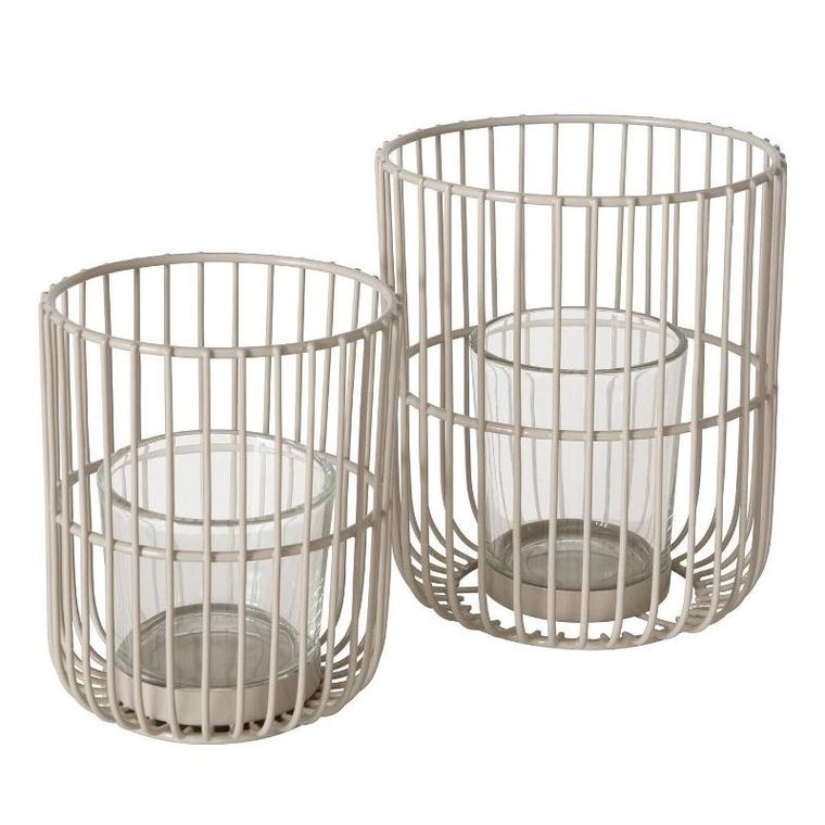 Boltze Home, metalowy lampion, Cindy, beżowy, 2 szt.