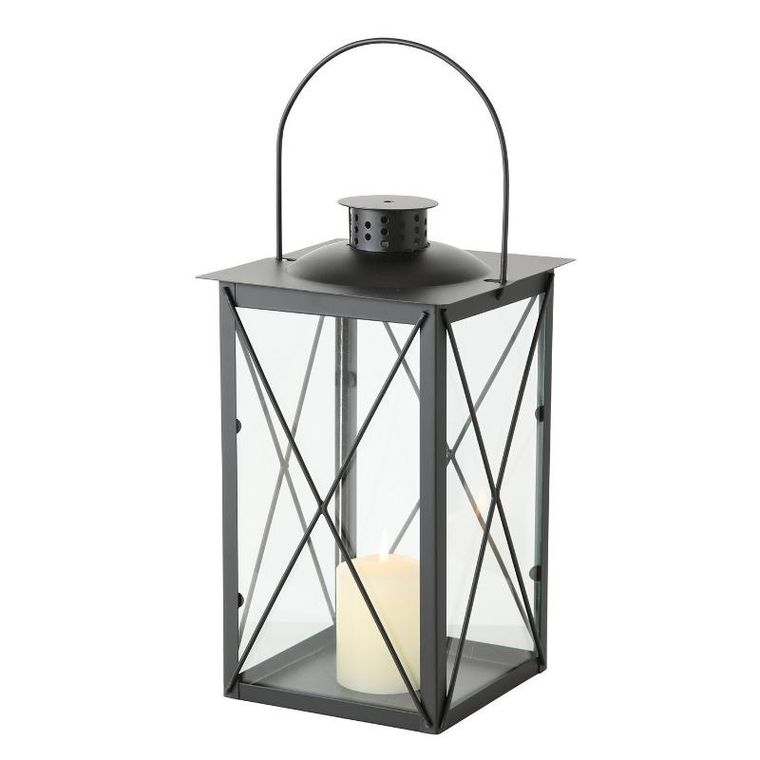 Boltze Home, metalowy lampion na świecę, szklane szyby, Farol, 30 cm