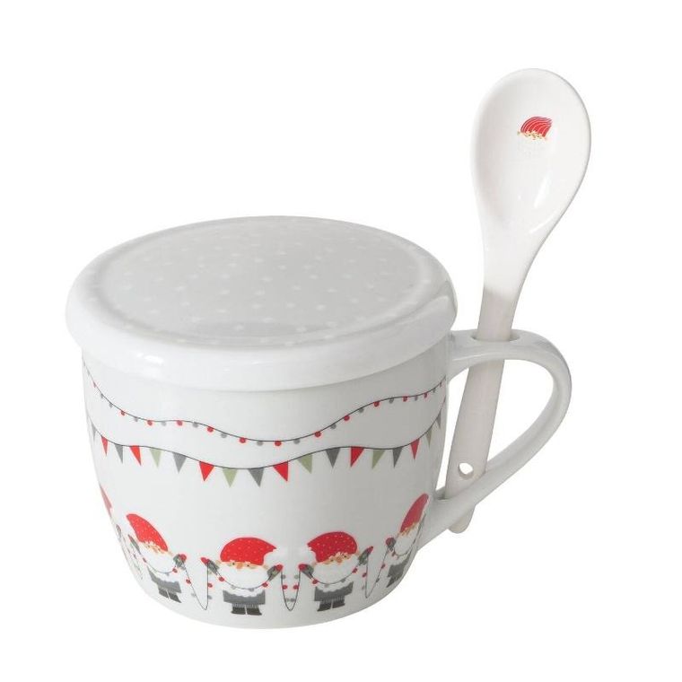 Boltze Home, Monti, świąteczny kubek jumbo z pokrywką i łyżeczką, 600 ml