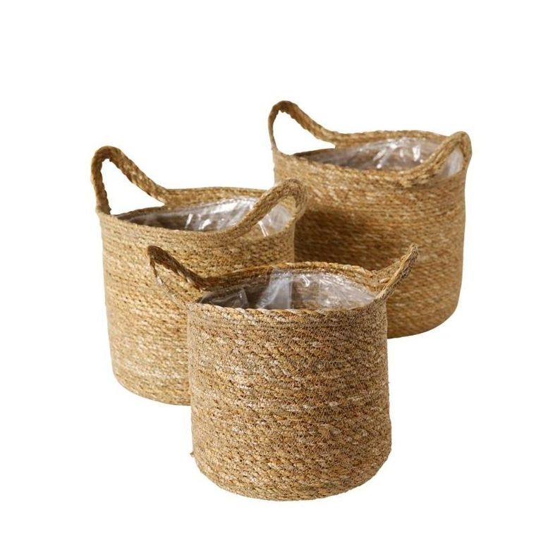 Boltze Home, osłonka na doniczki, pleciony kosz z trawy morskiej, David, 3 szt.