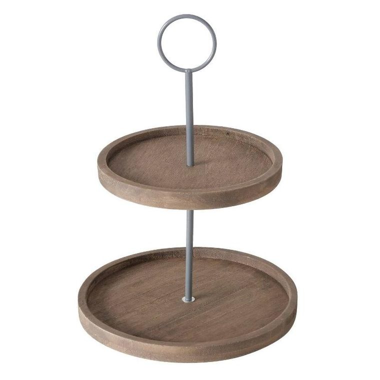 Boltze Home, patera dekoracyjna drewniana, Samina, dwa poziomy, wys. 35 cm