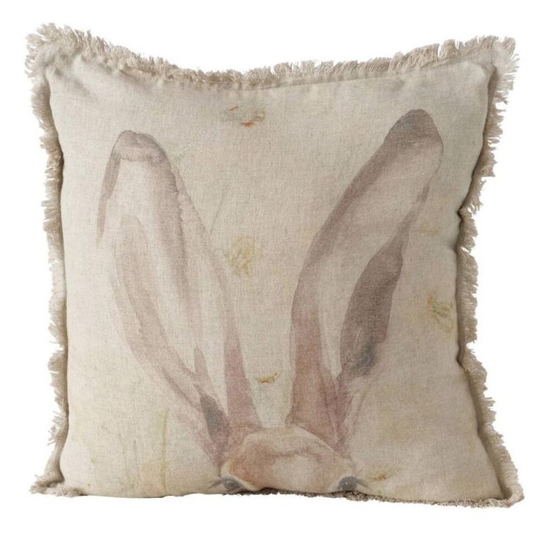 Boltze Home, poduszka dekoracyjna z frędzlami, Rabbit, lniana, 45-45 cm