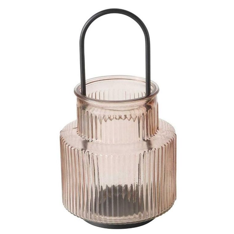 Boltze Home, Riffa, lampion szklany z ryflowanego szkła, średnica 12,9 cm